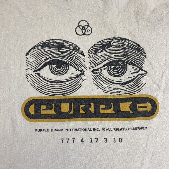 Purple Brand T Shirt Size XXL 2XL White Eyes Flower FLAWS READ - Picture 3 of 11